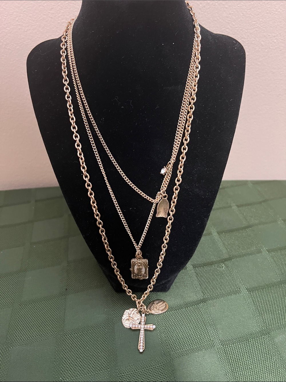 Layered Gold-Tone Cross & Charm Necklace - Women Jewelry